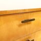 Coiffeuse basse vintage en bois blond – meuble moderniste années 50/60