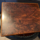 Magnificent liqueur cabinet made of burl wood, with a key and compartments - vintage.