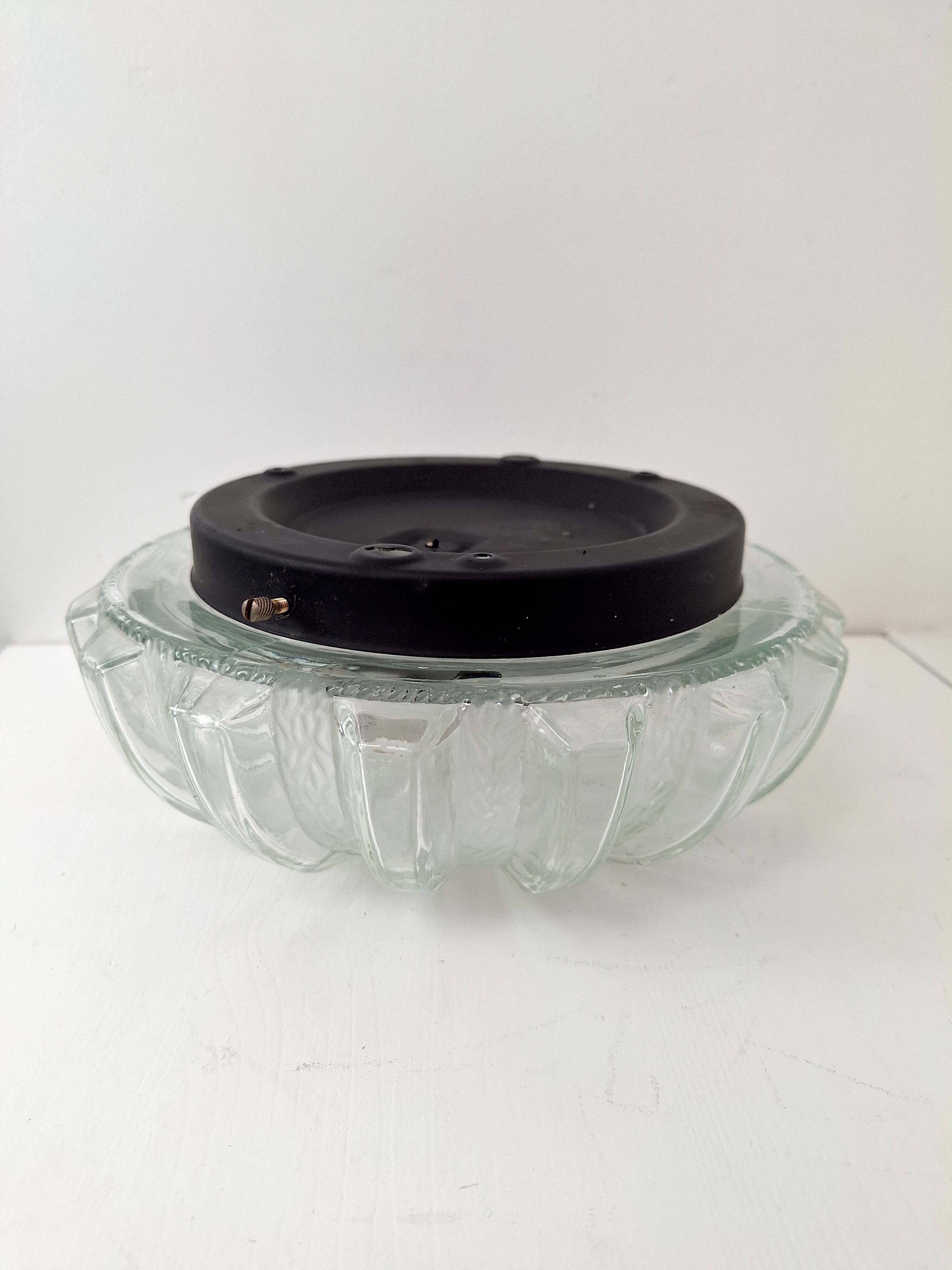 Plafonnier ou applique verre vintage 80s