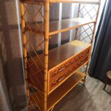Wood and rattan shelf in 1950