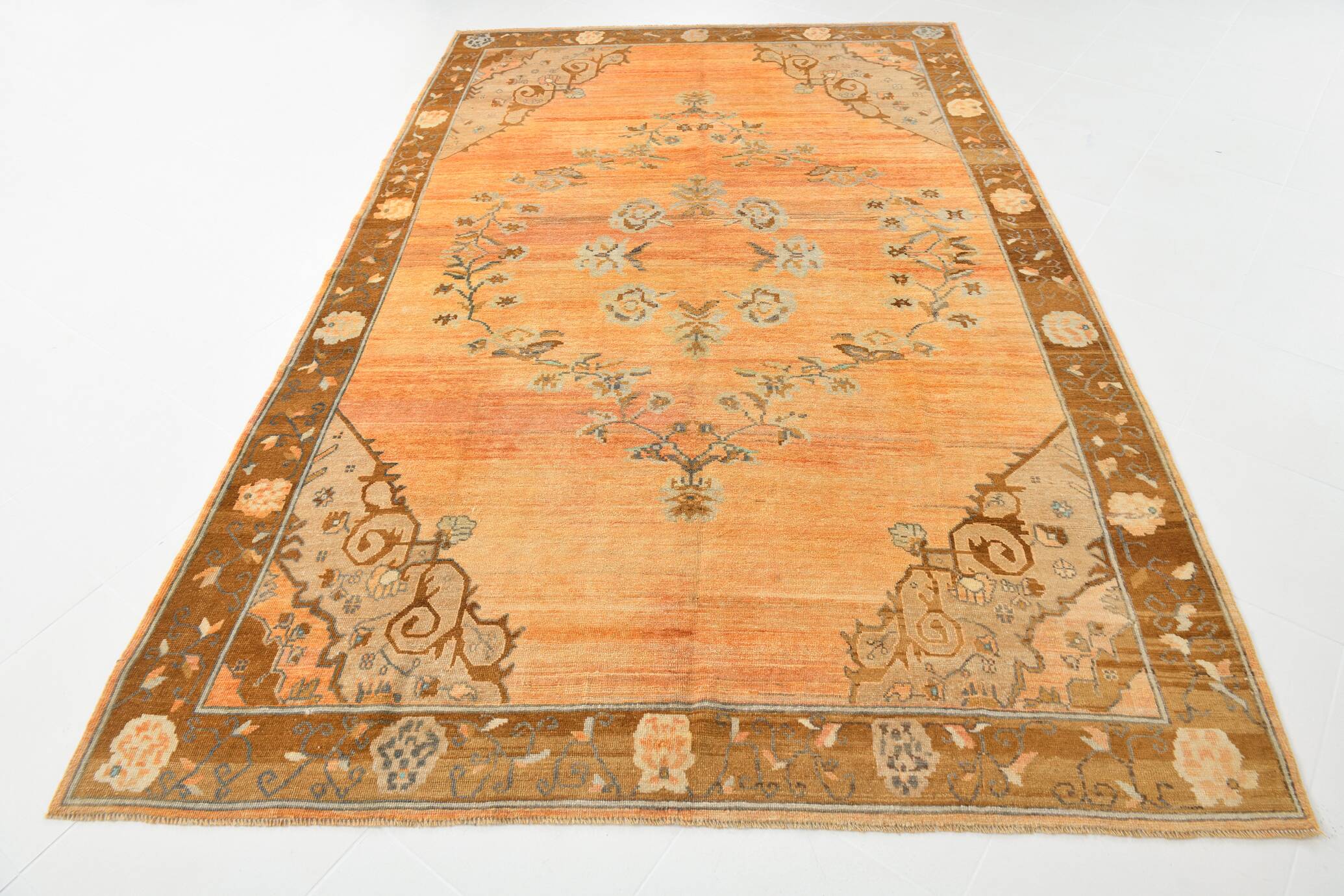 7x10 Peach & Brown Classic Persian Rug, 204x313Cm