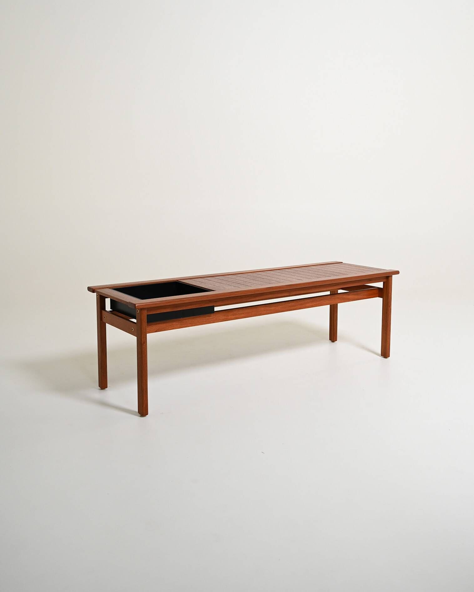 Scandinavian teak bench with planter, 1960s