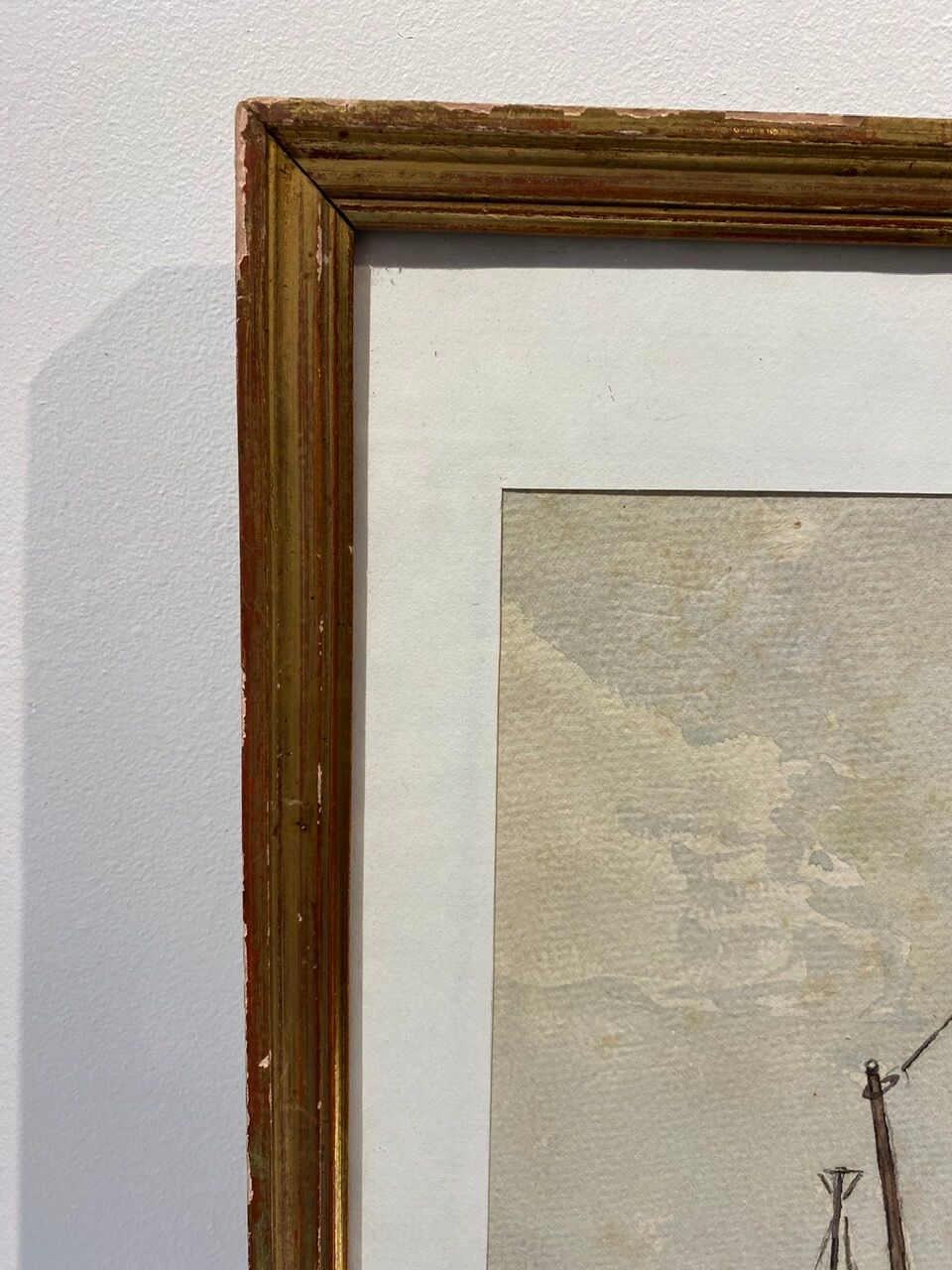 Old painting, Marine, signed and dated 1933