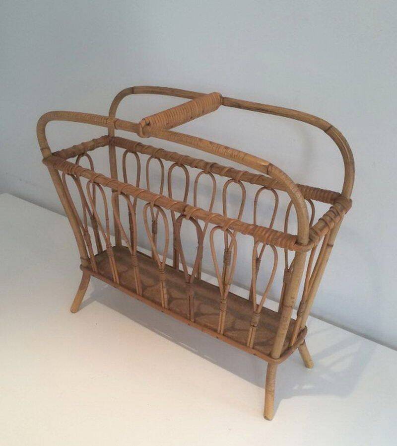 Rattan magazine rack