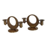 Pair of brass candlesticks by Arthur Pe for Kolback