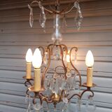 Chandelier cage 4 lights with crystal