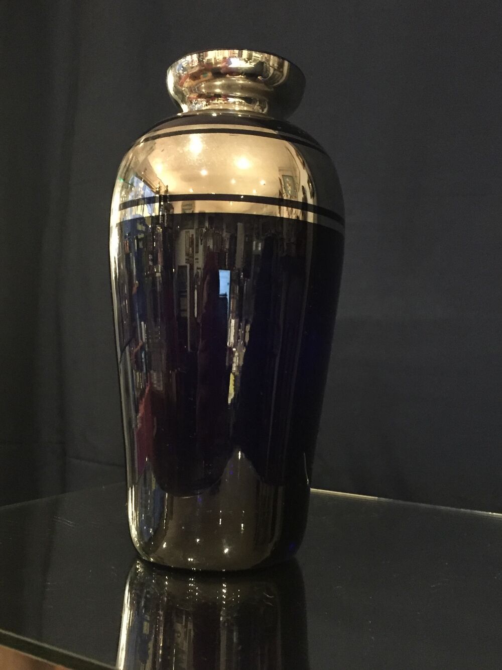 Vase soliflore royal blue and silver years 1930 1940