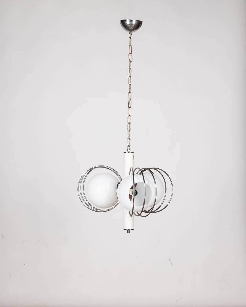 VINTAGE 70'S CHANDELIER IN SPACE AGE GLASS ITALIAN DESIGN