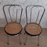 Pair of chrome and cane bistro chairs from the 70s.