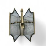 Porte-revues ancien en métal et verre