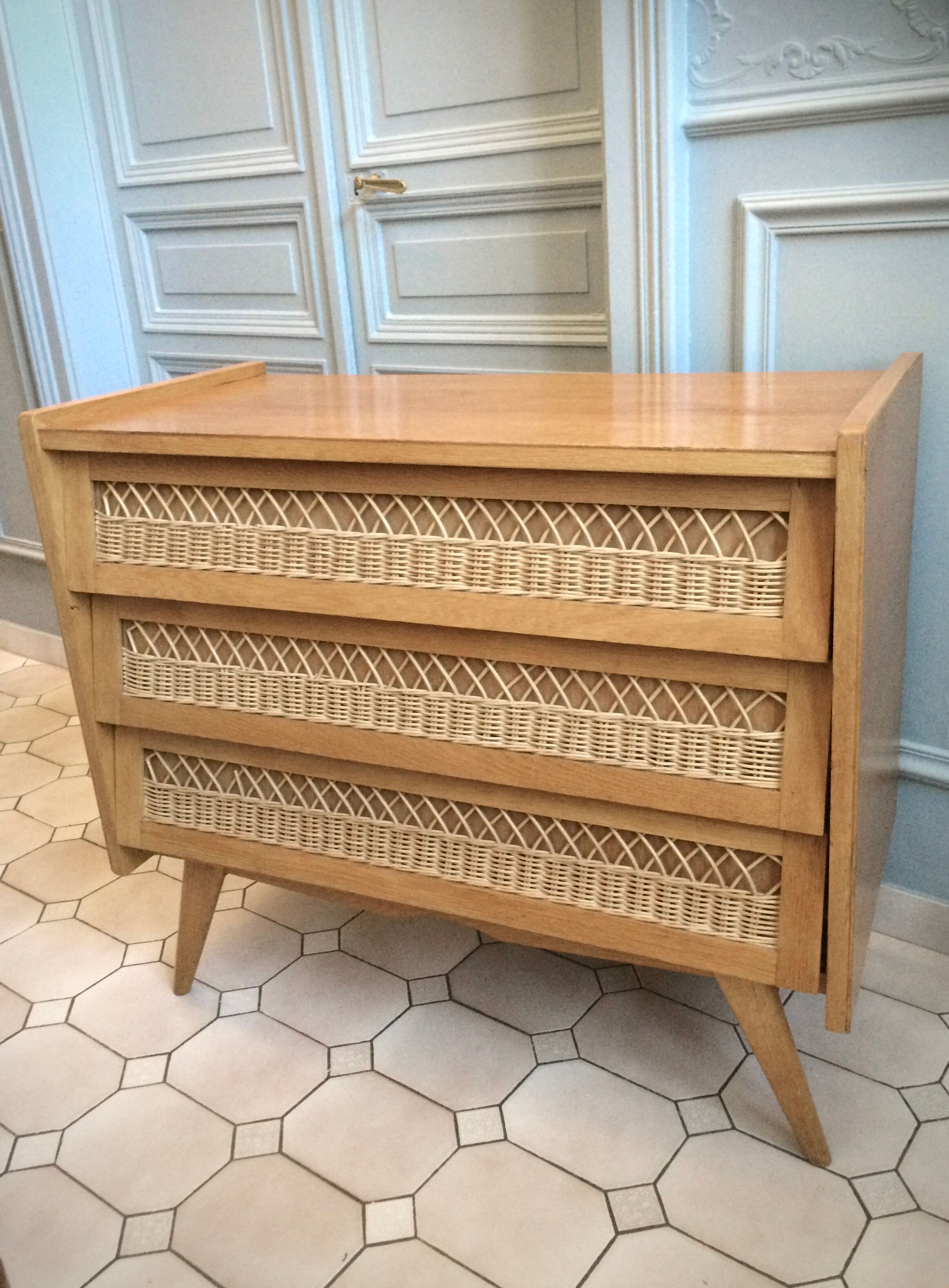 Vintage rattan dresser
