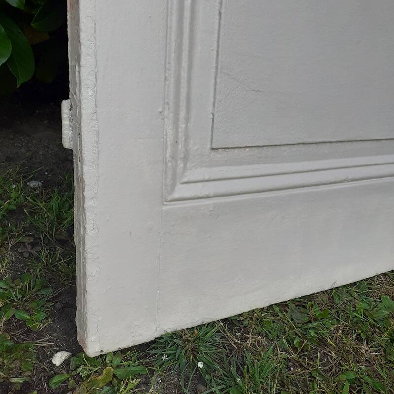 Porte ancienne de communication vitrée moulurée 218,5x83 15 petits carreaux