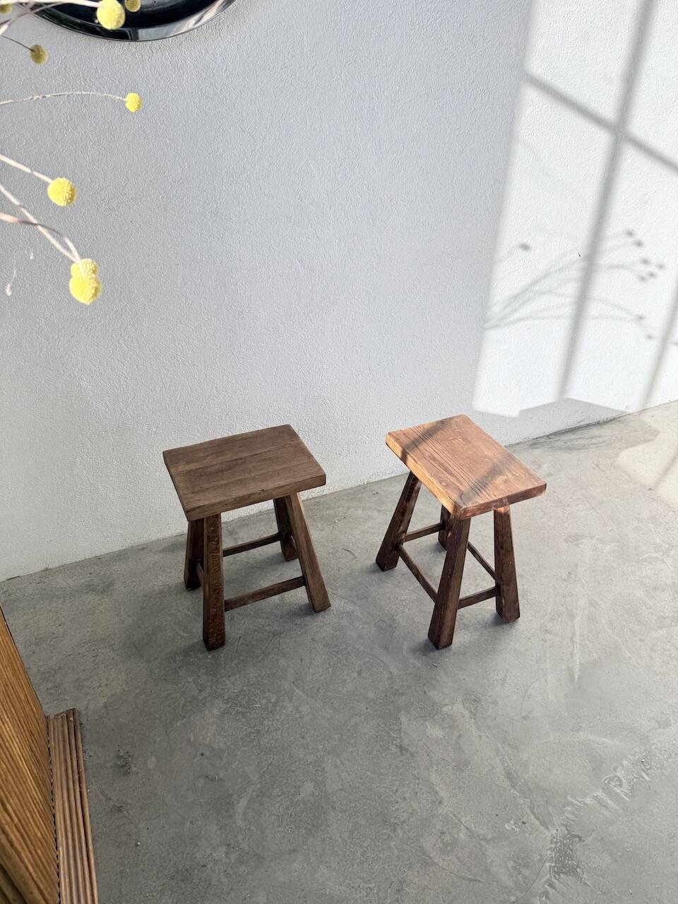 Pair of oak stools from the 1960s.