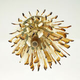 Chandelier 4 lights mazzega glass white gold 60