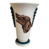 Vase vintage art-déco en céramique de longwy