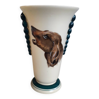 Vintage Art Deco ceramic vase from Longwy