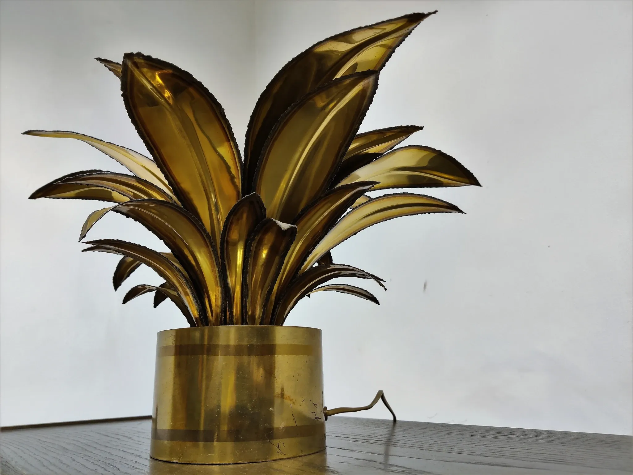 Lampe de table fleur Maison Jansen, années 1970