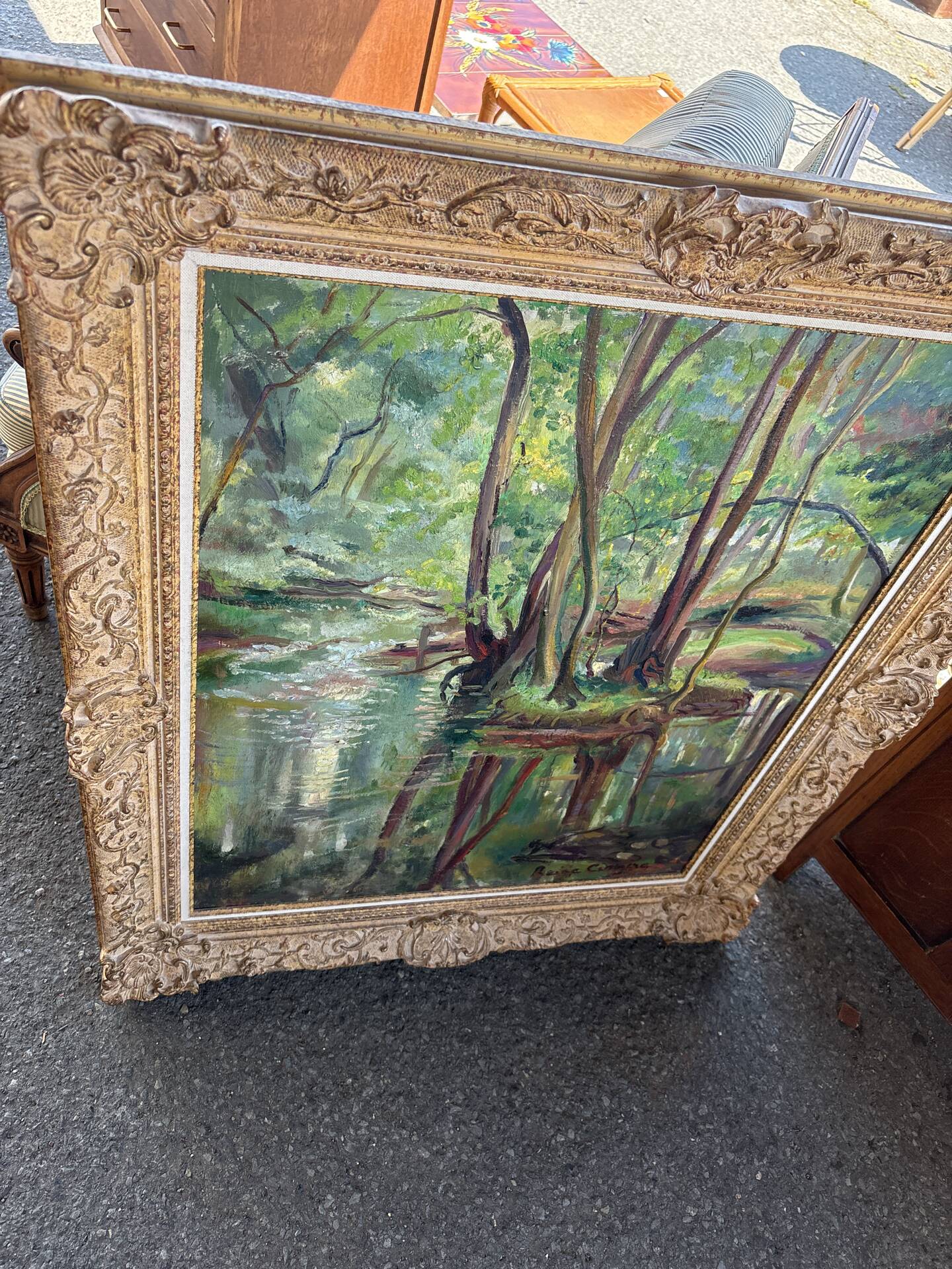 Large oil on canvas signed Reine Cimière - Salon de Paris 1964