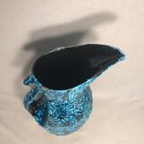 Pichet aiguière  céramique bleue & noire vintage