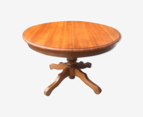 Table ronde extensible en merisier