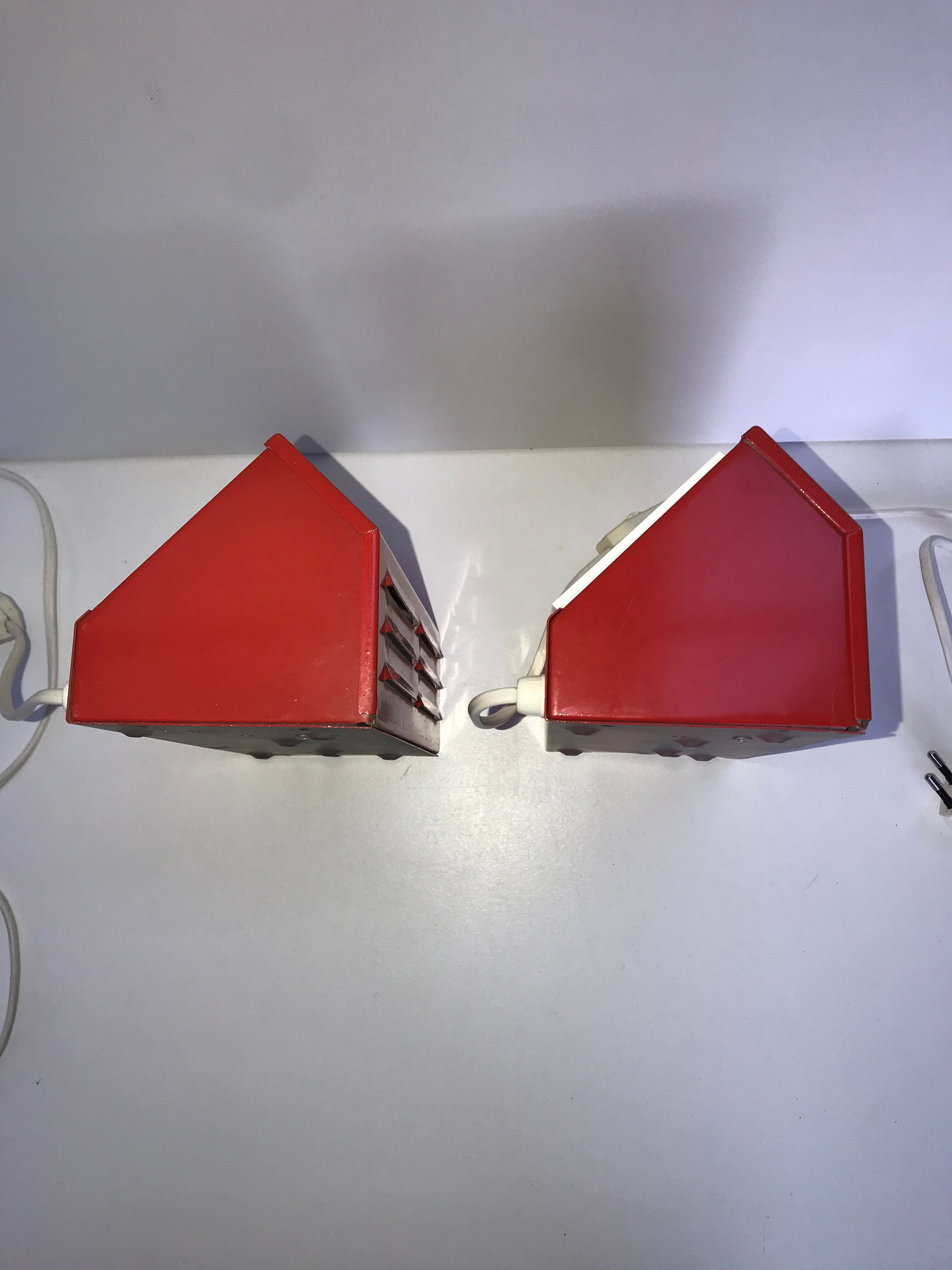 Pair of IKEA metal wall lights, type V204, red