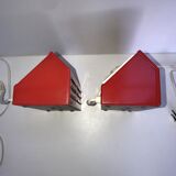 Pair of Ikea metal wall lights type V204 red