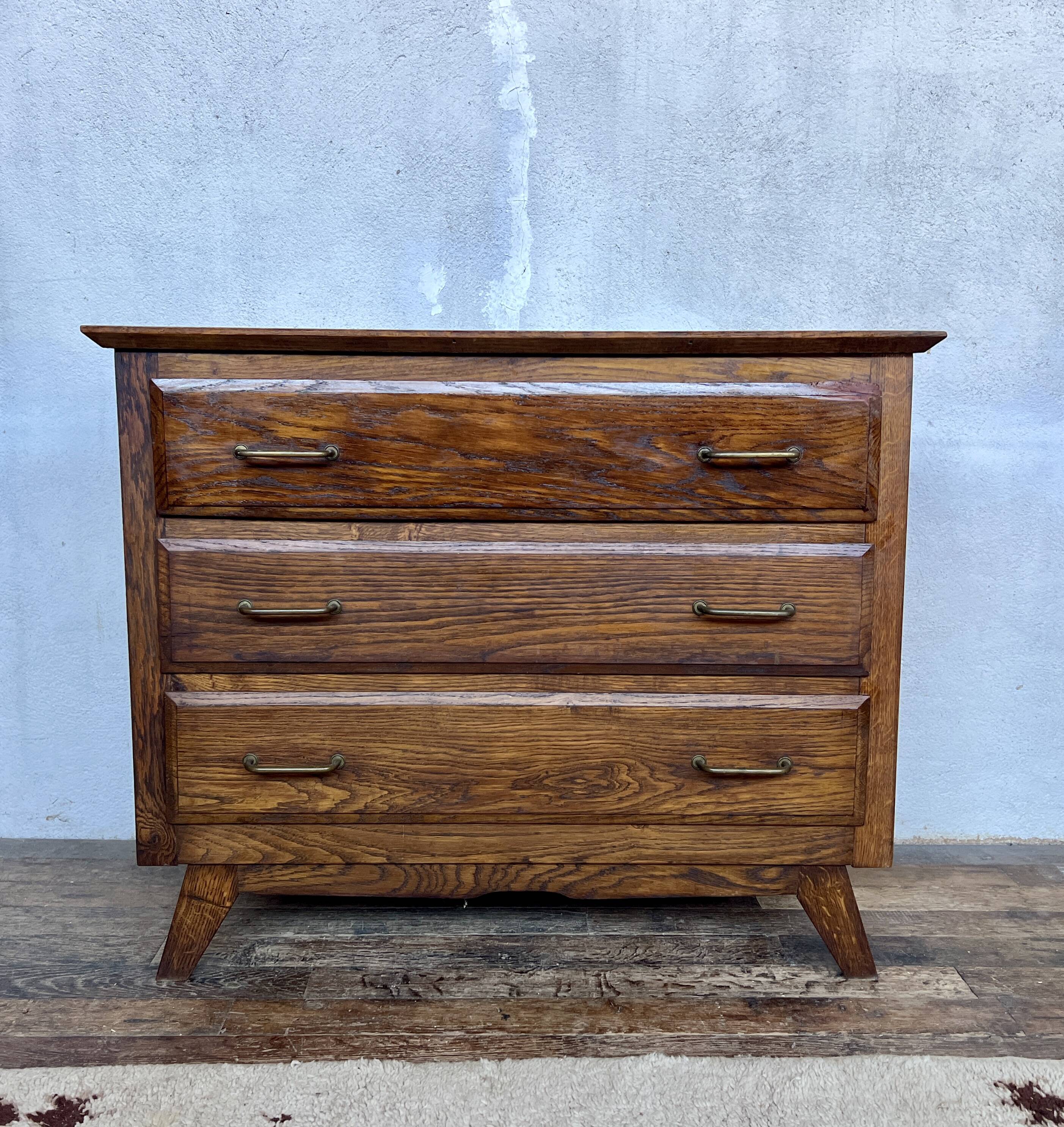 Vintage Scandinavian oak chest of drawers 1960