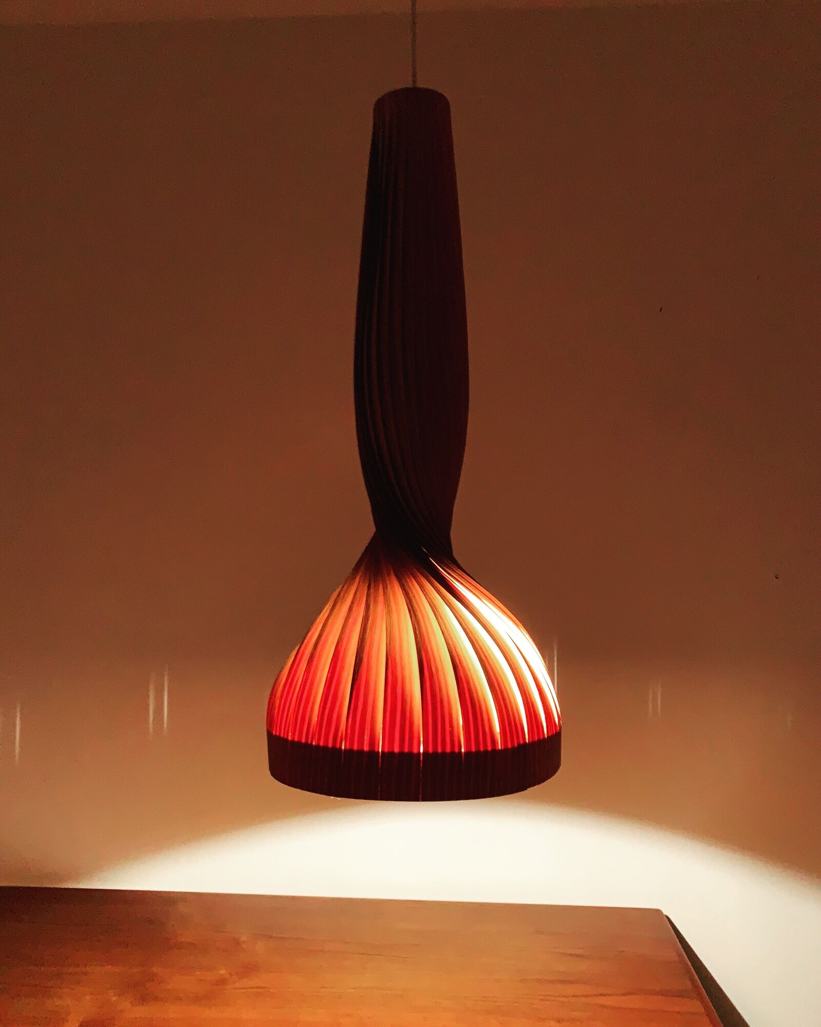 Swedish Mid Century Modern wooden pendant lamp by Hans Agne Jakobsson