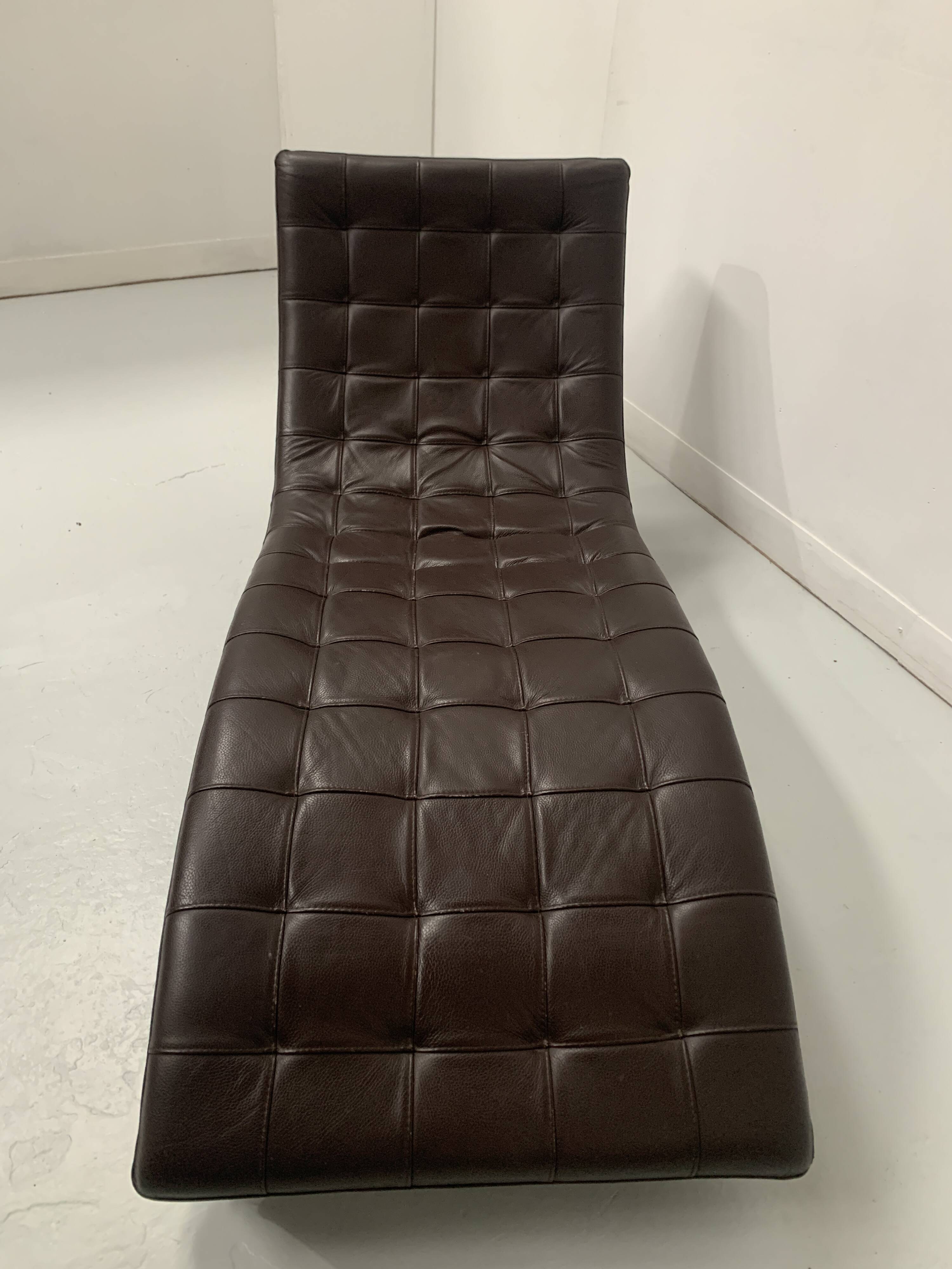 20th century black leather checkerboard relaxation bench