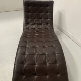 20th century black leather checkerboard relaxation bench