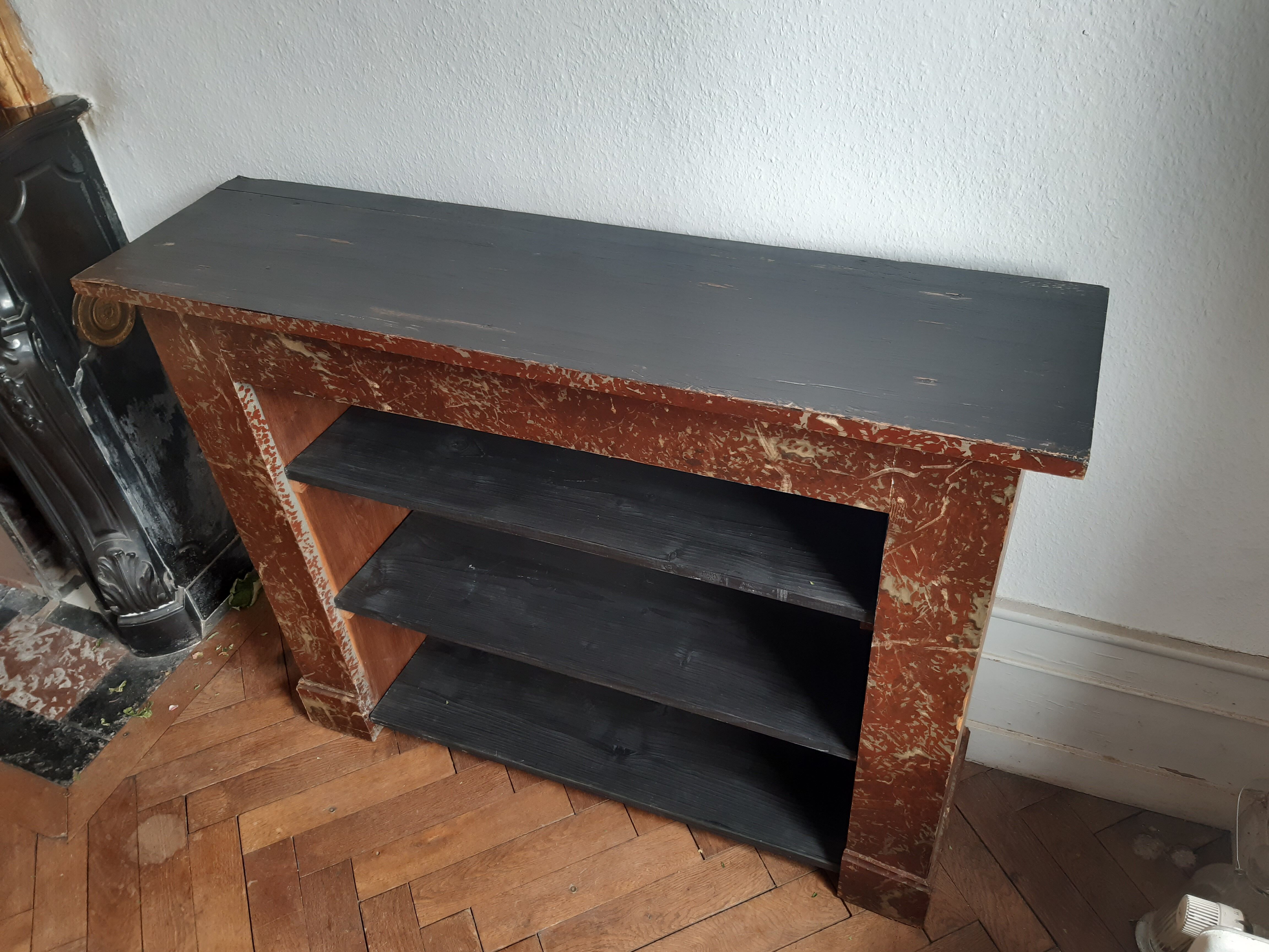 Shelf old mantelpiece faux marble circa 1900