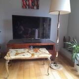 Marble and bronze brass coffee table and floor lamp set
