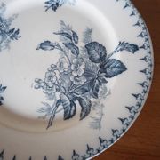 Two antique flat plates from Sarreguemines.