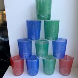 Set of 8 colored water glasses 70s