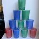 Set of 8 colored water glasses 70s