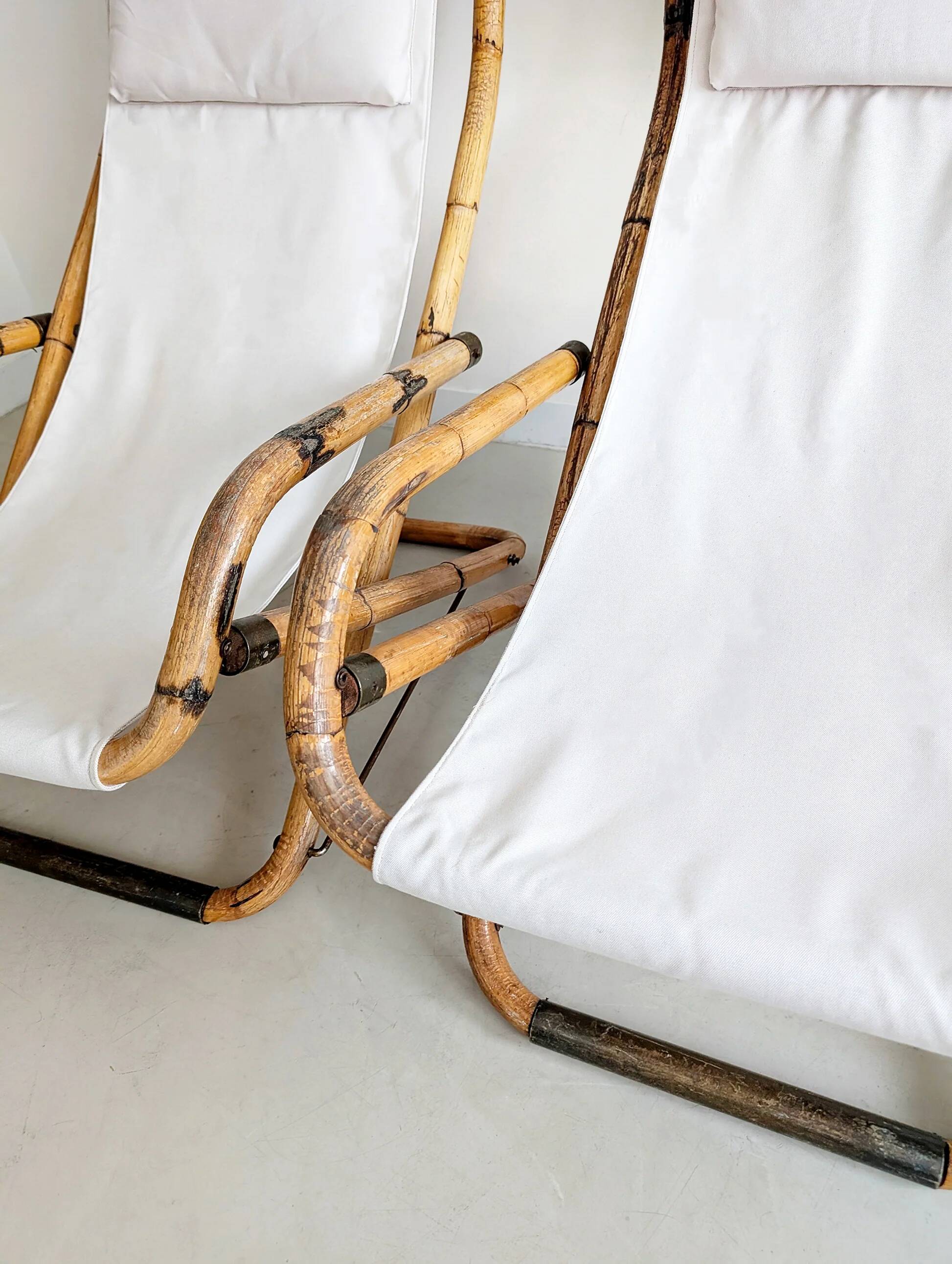 Set of 2 Italian deck chairs 1960s