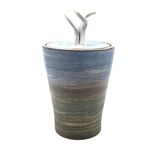 Mid-century style blue artistic ceramic vase, Gabriele Bucci Italy ca. 2000