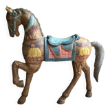 Vintage solid wood polychrome horse on legs