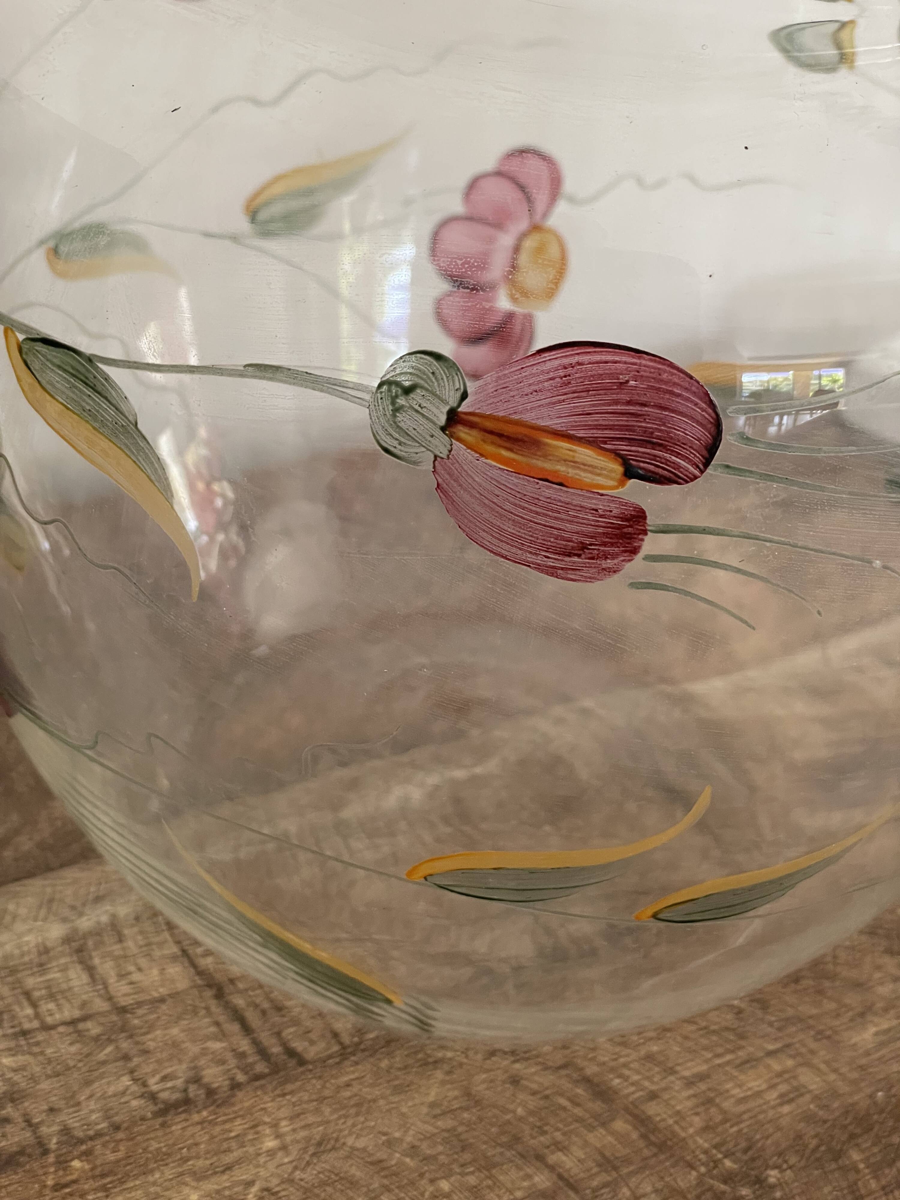 Large crystal jar with floral decoration