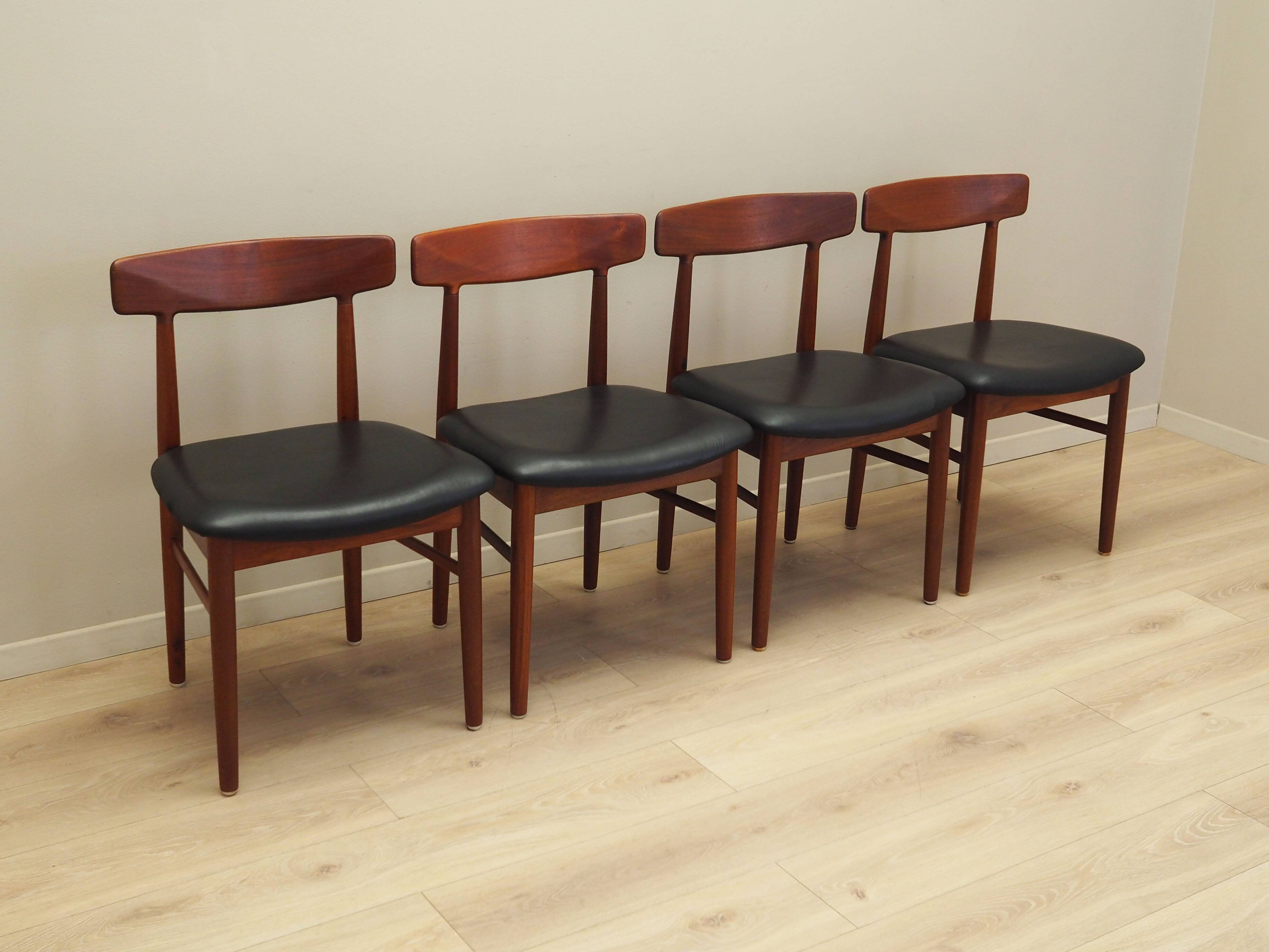 Set of four teak chairs, Danish design, 1960s, manufacture: Bruno Hansen, d