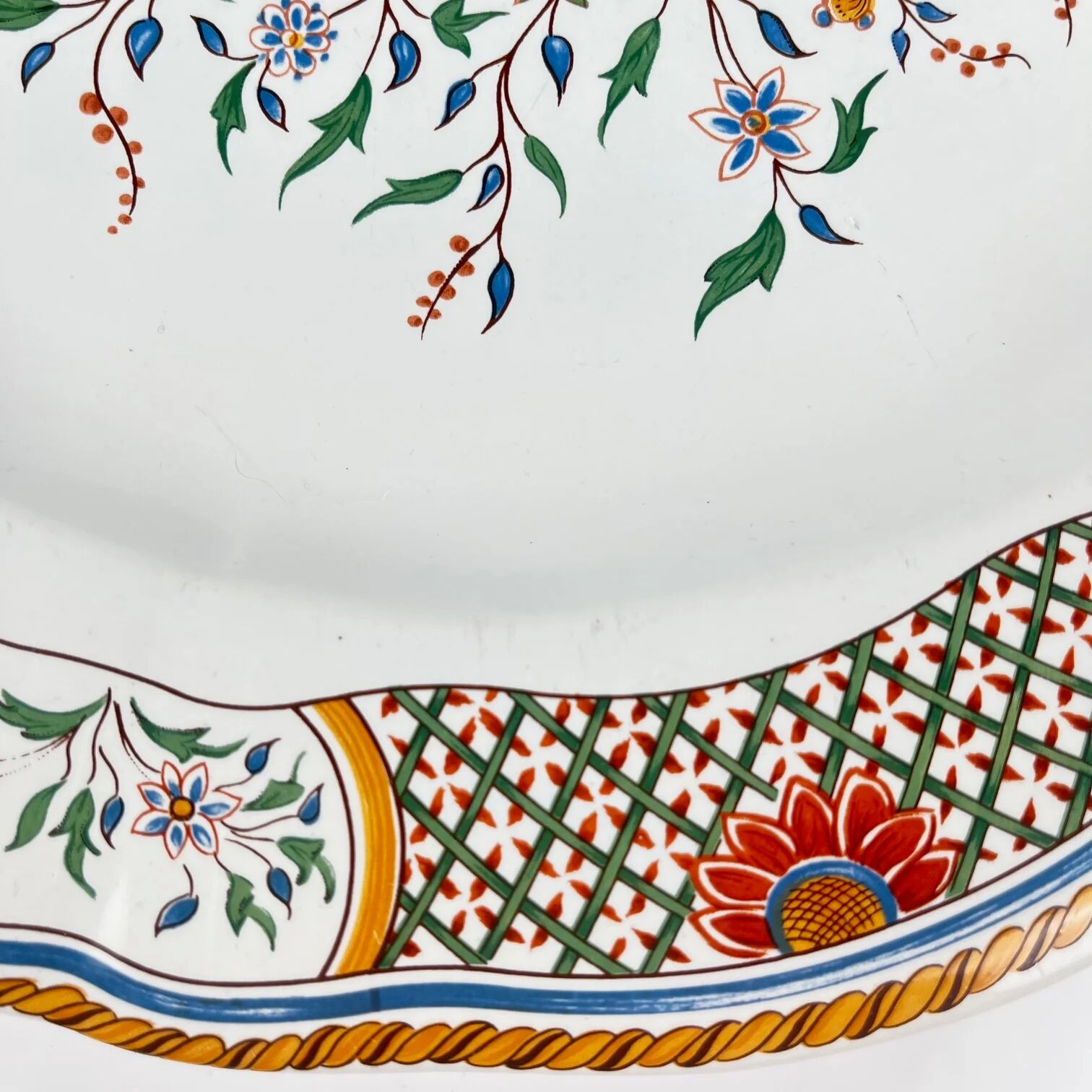 Cake dish / round Gien model Rouen Sainfoin, 1990