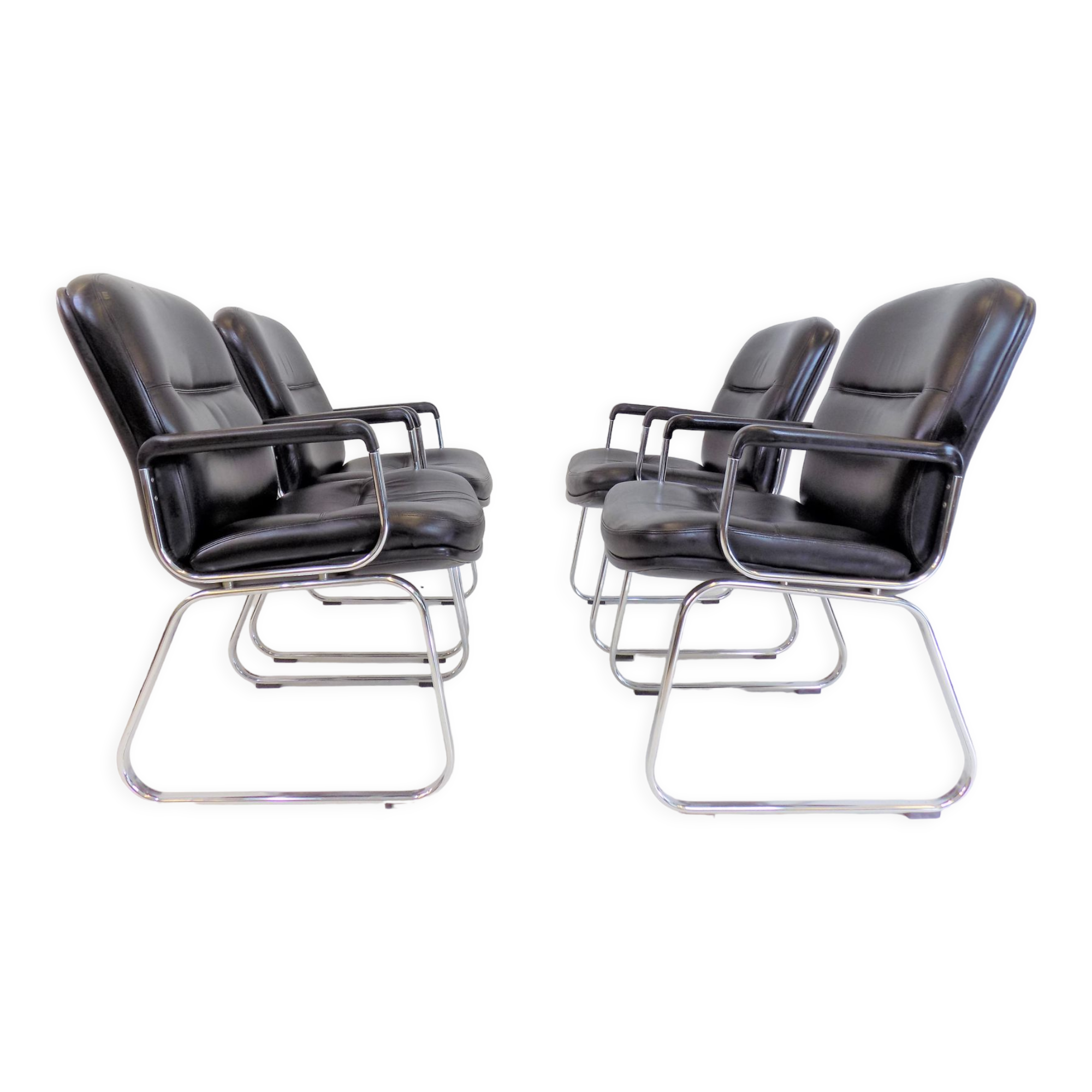 Set of 4 leather office chairs by Grahl