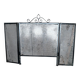 Fireplace screen black metal perforated sheet 3 vintage leaves