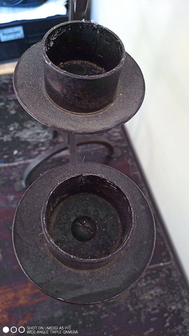 7-arm wrought iron candlestick - H 57 cm - large candle - antique