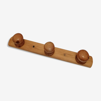 Wooden wall coat rack 3 pateres