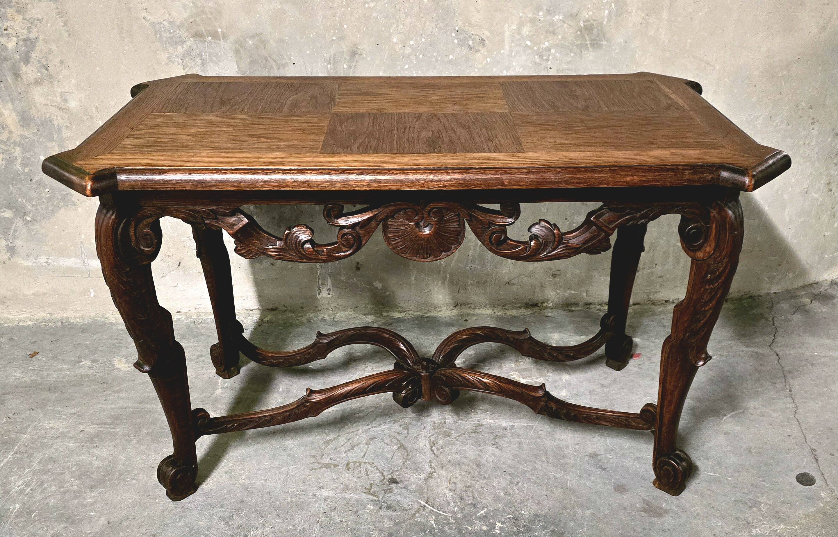 Oak side table – Louis XV style – late 19th century