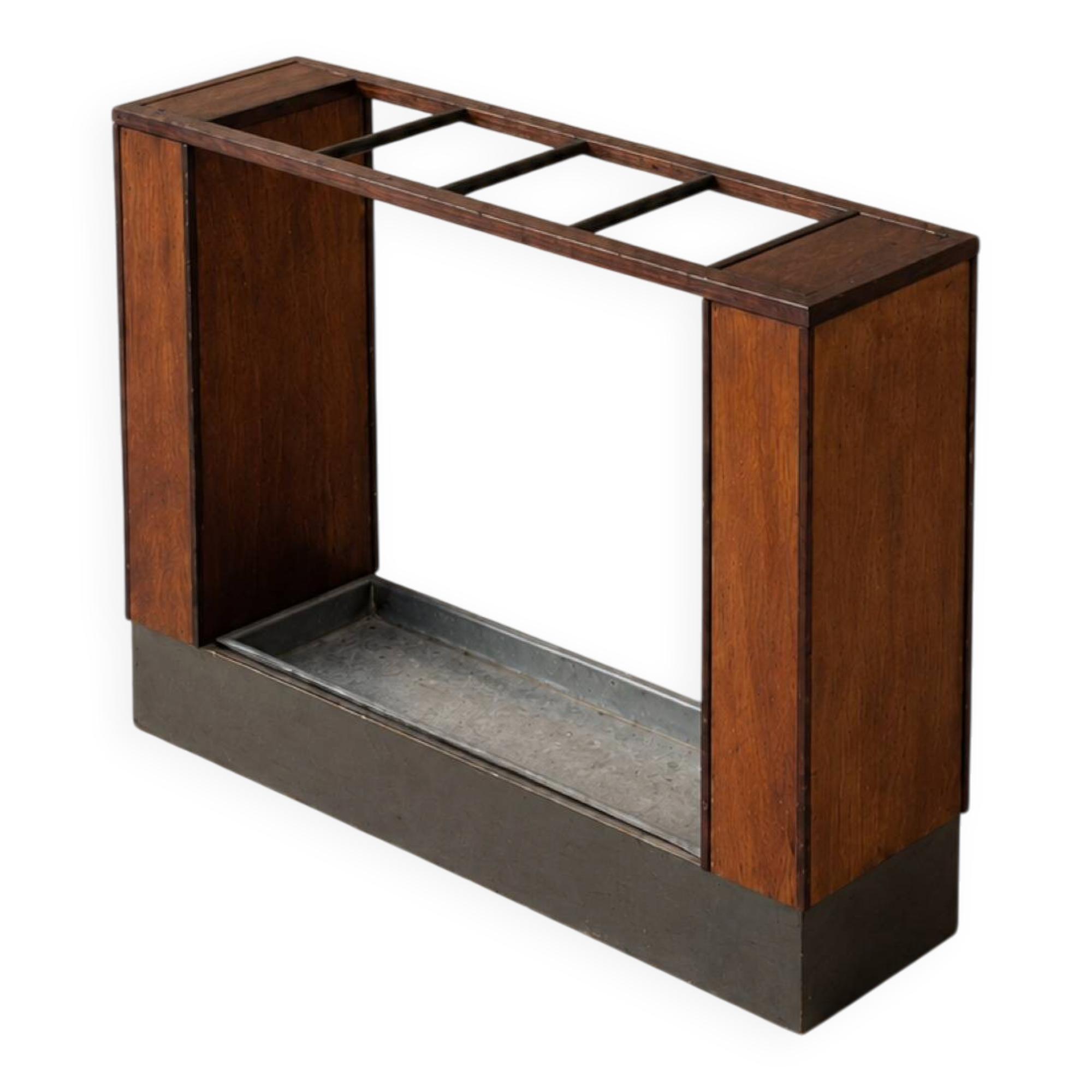 Vintage Art Deco umbrella stand in wood & metal – c. 1930–1940