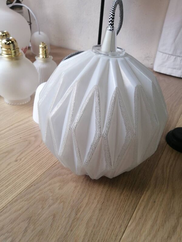 Suspension globe origami vintage en verre