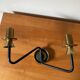 Vintage brass and black double arm wall lamp