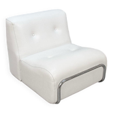 Chauffeuse métal et cuir blanc Adriano Piazzesi, design Italie 1970